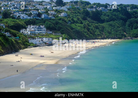 Carbis Bay, Cornwall : Magnifique plage avec le Carbis Bay Hotel donnant sur la baie Banque D'Images