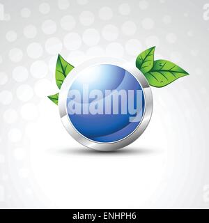 Vector blue circle design avec leafs autour d'elle Illustration de Vecteur