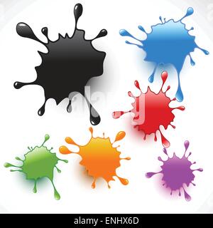 Éclaboussures de peinture colorée vector set Illustration de Vecteur