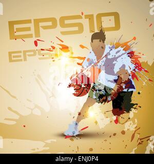 Personne vecteur jouant au basket-ball en grunge style sale Illustration de Vecteur