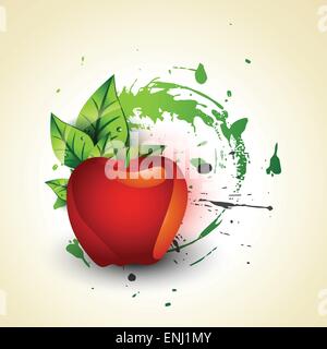 Vector red apple sur fond grunge style Illustration de Vecteur