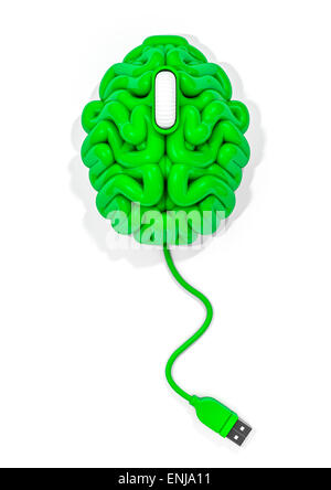 3D render of brain comme souris d'ordinateur Banque D'Images