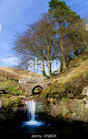 Piscine & sacoches Cascade, trois Shires Head, Dane Valley, parc national de Peak District, England, UK Banque D'Images