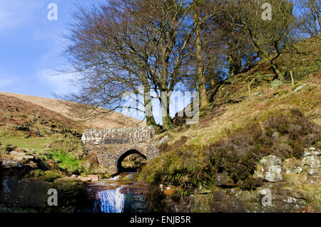 Piscine & sacoches Cascade, trois Shires Head, Dane Valley, parc national de Peak District, England, UK Banque D'Images