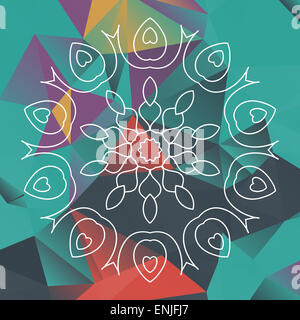 Mandala comme conception de plus de triangles arrière-plan. Qu'est-ce que le karma. Conception de chakra. Banque D'Images