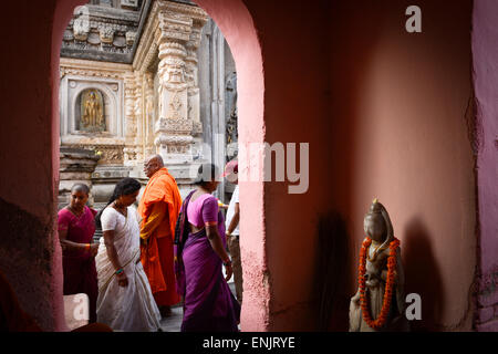 Le lieu saint bouddhiste de Bodhgaya - où le Bouddha est devenu illuminé. Banque D'Images