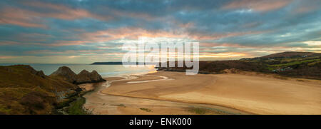 Trois falaises Bay, Gower, péninsule, Swansea, West Glamorgan, Pays de Galles, Royaume-Uni, Europe Banque D'Images