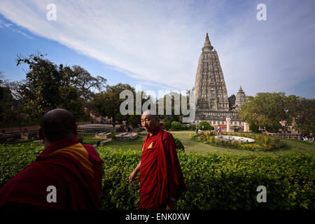 Le lieu saint bouddhiste de Bodhgaya - où le Bouddha est devenu illuminé. Banque D'Images