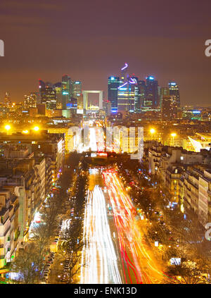 Vue de l'Arc de Triomphe à Paris La Défense quartier des affaires Banque D'Images