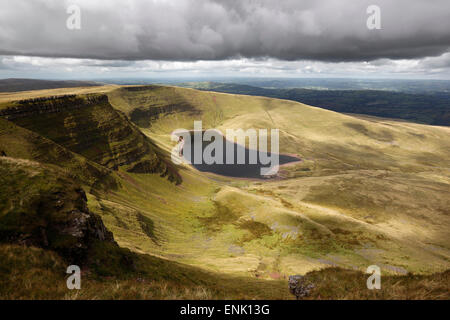 Avis de Llyn y Fan Fach, Black Mountain, Llanddeusant, parc national de Brecon Beacons, Carmarthenshire, Pays de Galles, Royaume-Uni Banque D'Images