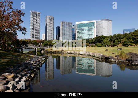 Jardins Hamarikyu, Chuo, Tokyo, Japon, Asie Banque D'Images