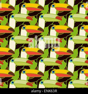 Les toucans colorés oiseaux modèle transparente - vector illustration eps 8. Illustration de Vecteur