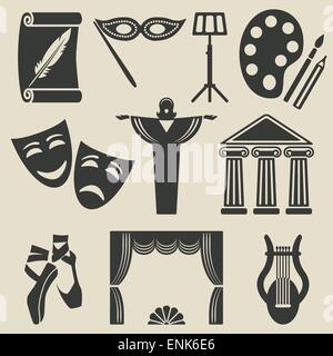 Théâtre art icons set - vector illustration eps 8. Illustration de Vecteur