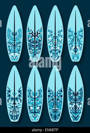 Ensemble de planches avec motif kaléidoscope bleu - vector illustration eps 8. Illustration de Vecteur