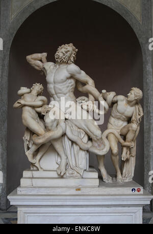 L'Art hellénistique Lacoon et ses fils, et Antiphantes Thymbraeus attaqué par des serpents de mer. Banque D'Images