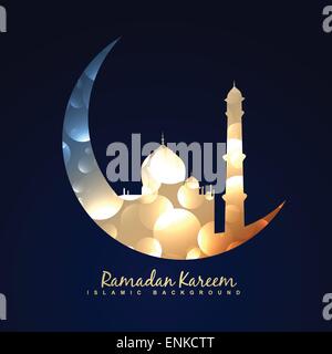 Vector illustration de lune avec mosque Illustration de Vecteur