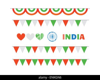 Ensemble d'éléments de célébration du jour de l'indépendance et république vector illustration Illustration de Vecteur