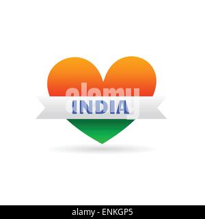 Drapeau indien de style design coeur montrant l'amour envers l'Inde Pays Illustration de Vecteur