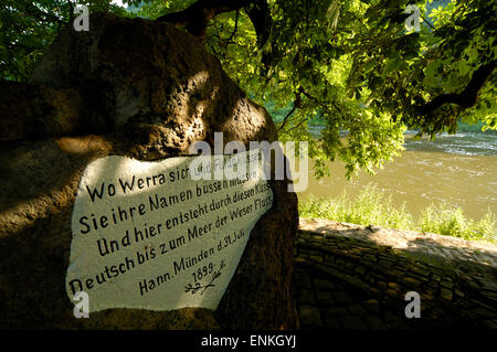 Naturpark Münden, Hann. Münden, Zusammenfluss von Werra Fulda und zur Weser Banque D'Images