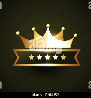 Golden Crown vector design badge avec cinq étoiles Illustration de Vecteur