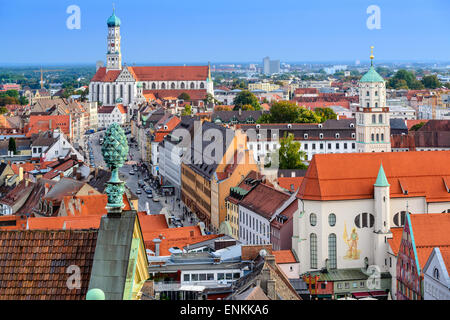 Augsburg, Allemagne vieille ville d'horizon. Banque D'Images