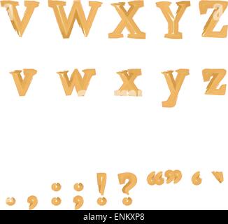 La ponctuation et l'aquarelle d'or anglais lettres de l'alphabet. Vector illustration. Illustration de Vecteur