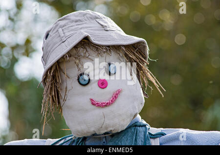 Avec l'épouvantail et chapeau gris yeux bleu Banque D'Images