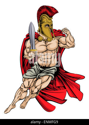 Une illustration d'une forte musculaire Spartan Warrior Banque D'Images