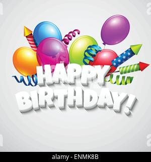 Titre Joyeux anniversaire avec des ballons et des pétards. Illustration vecteur EPS 10 Illustration de Vecteur