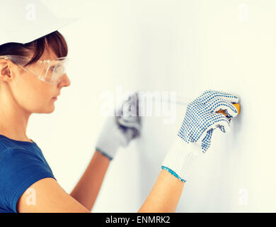 Mur de mesure architecte avec ruller flexible Banque D'Images