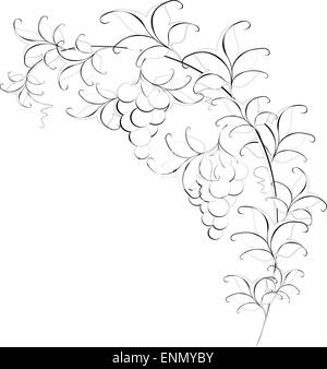 Motif en noir et blanc de branches avec des raisins. EPS10 vector illustration. Illustration de Vecteur