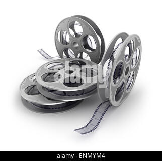 La bande de vieux film sur fond blanc Banque D'Images