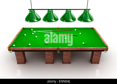 Table de billard avec des boules et des DUC Banque D'Images