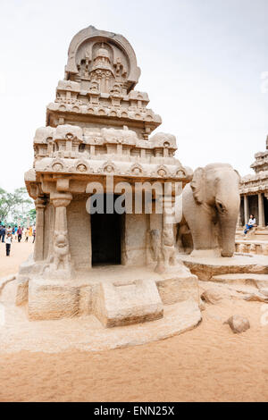 Cinq Rathas, Mamallapuram. Banque D'Images