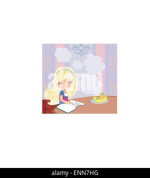 Illustration de girl doing homework Illustration de Vecteur