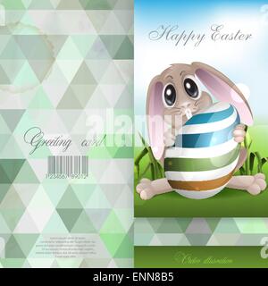 Lapin de Pâques avec des oeufs colorés. Illustration de Vecteur