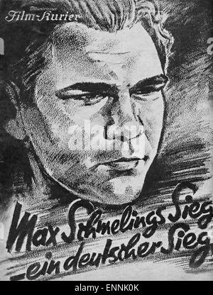 Titelblatt des Programmhefts «Illustrierter Film Kurier' Nr. 2502 vom Boxkampf gegen Max Schmeling Joe Louis am 19. Juni 1936 in Banque D'Images