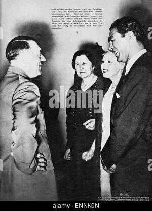 Des Rücktitel Programmhefts «Illustrierter Film Kurier' Nr. 2502 vom Boxkampf gegen Max Schmeling Joe Louis am 19. Juni 1936 in Banque D'Images