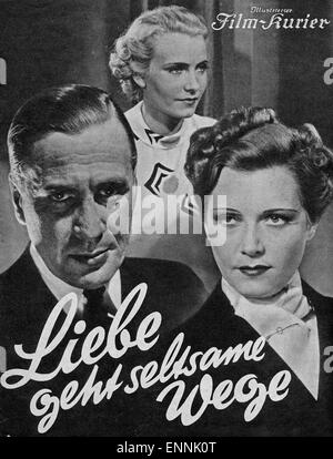 Titelblatt des Programmhefts «Illustrierter Film Kurier' Nr. 2608 vom Film 'Liebe geht seltsame Wege' mit Karl Ludwig Diehl, Olg Banque D'Images