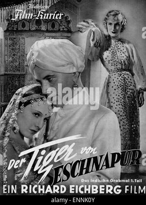 Titelblatt des Programmhefts «Illustrierter Film Kurier' Nr. 2740 vom Film 'Der Tiger von Bengale,' mit La Jana, Frits van Dong Banque D'Images