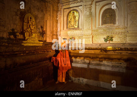 Le lieu saint bouddhiste de Bodhgaya - où le Bouddha est devenu illuminé. Banque D'Images