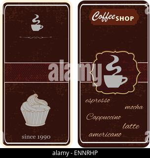 Modèle de menu élégant avec une tasse de café et les grains de café Illustration de Vecteur