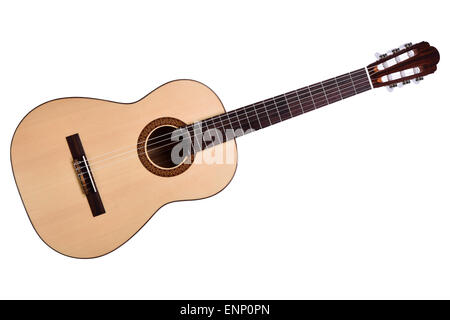 Belle guitare acoustique sur le fond blanc. Banque D'Images