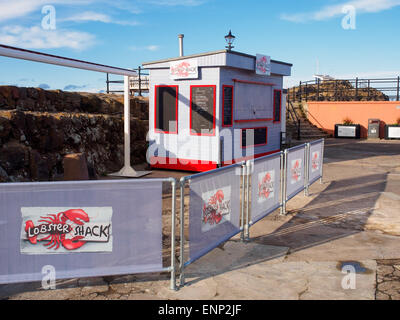 Le Lobster Shack pop-up restaurant fish and chips sur le port de North Berwick, East Lothian, en Ecosse. Banque D'Images