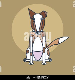 Style de ligne simple illustration de white et brown dog sitting Illustration de Vecteur