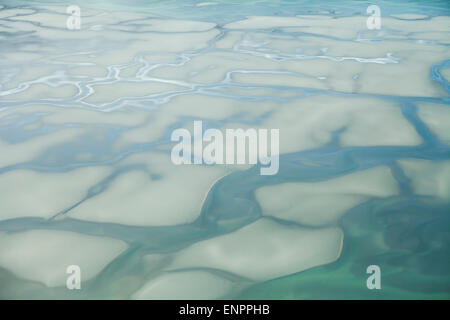 Patterns formée par la rivière Chilkat, dans le sud-est de l'Alaska comme vu de l'air. Banque D'Images