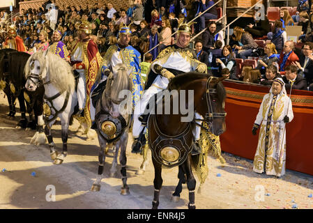 Horseman, un Vendredi saint procession de la Semana Santa (semaine sainte) dans la région de Lorca, Murcie, Espagne Banque D'Images