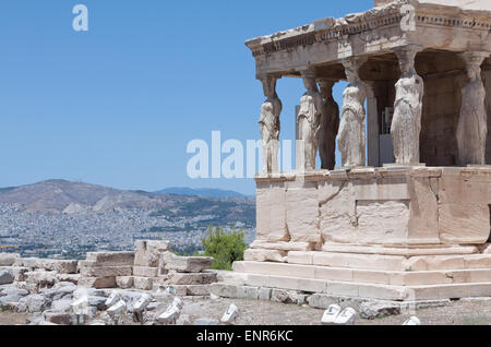 La Grèce Athènes Acropole Erechteion cariatides Banque D'Images