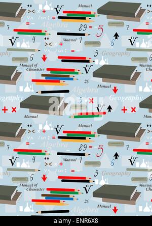 Fond transparent avec des fournitures scolaires Illustration de Vecteur