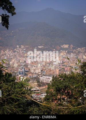 Vue sur la ville de Temple de Swayambhunath Kathmandou, Népal, Swayambhu Banque D'Images